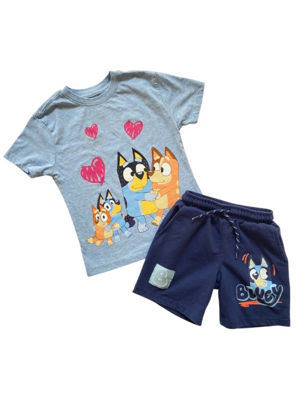 Bluey Toddler Boys Clothes Lot Size 4/5 - 3 Graphic T-Shirts & Shorts Set - Picture 4 of 11